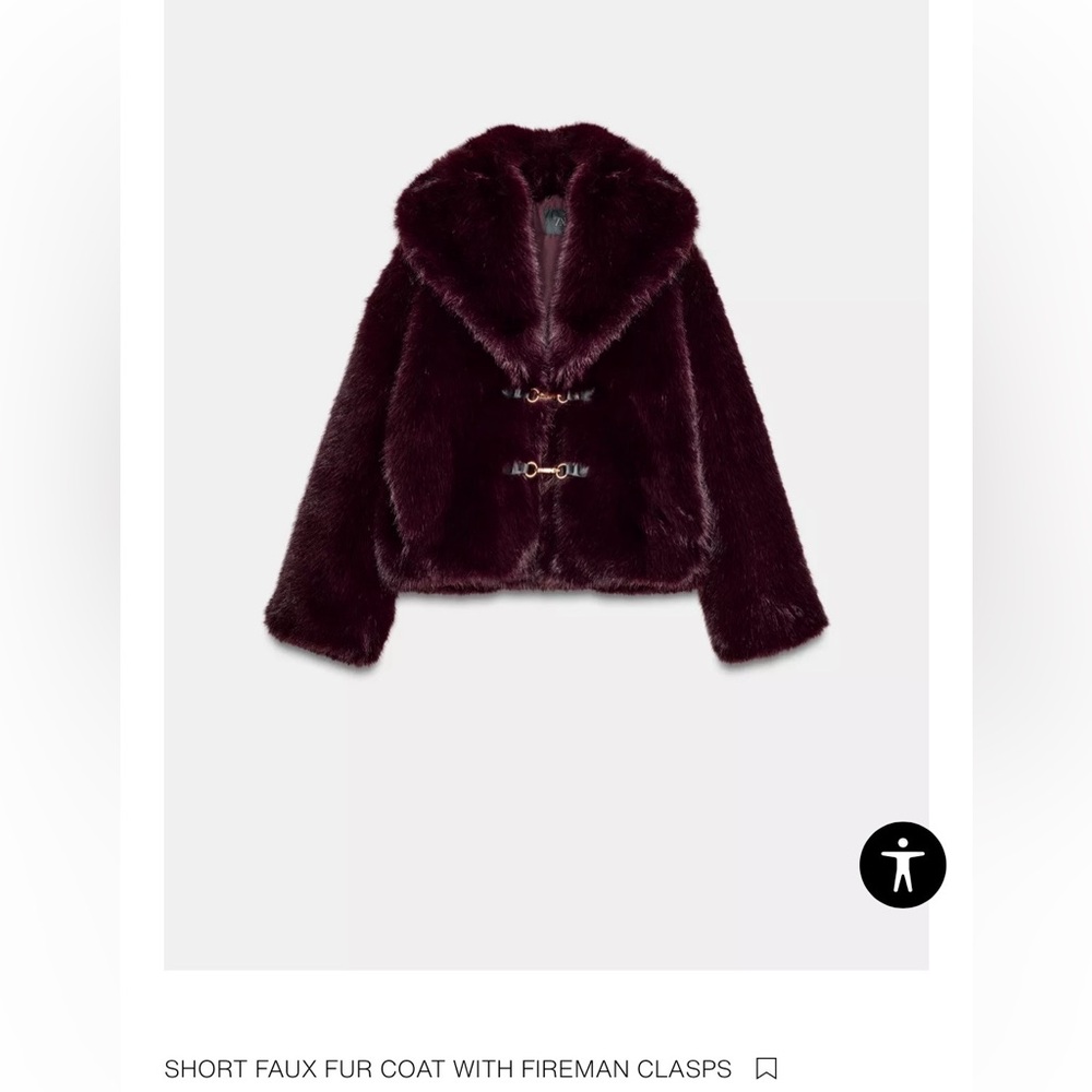 ZARA SHORT FAUX FUR COAT WITH FIREMAN CLASPS